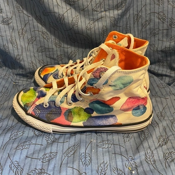 Watercolor high top converse all star sneakers junior 5 women’s 6.5 - Picture 4 of 7